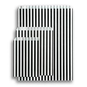 Black Candy Stripe Paper Bags - 10" x 14"