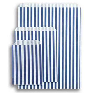 Dark Blue Candy Stripe Paper Bags - 5" x 7"