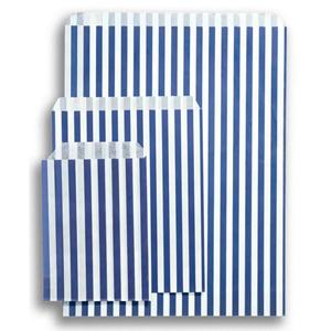 Dark Blue Candy Stripe Paper Bags - 10" x 14"