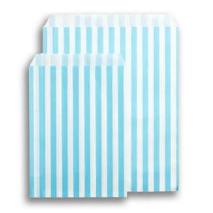 Light Blue Candy Stripe Paper Bags - 7" x 9"