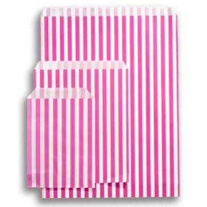Pink Candy Stripe Paper Bags - 10" x 14"