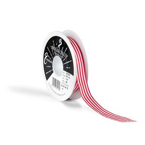 Red & White Striped Ribbon - 25m reel