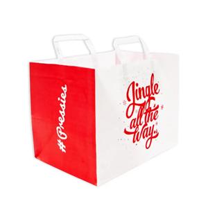 Jingle and Snow Wide Base Flat Handle Paper Carrier Bags