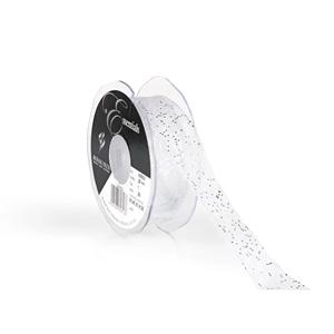 Sparkly Sheer Glitter White Ribbon 25mm x 20m