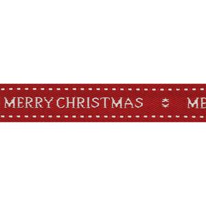 Merry Christmas on Woven Red Ribbon