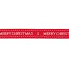 Merry Christmas on Woven Red Ribbon - 15m reel