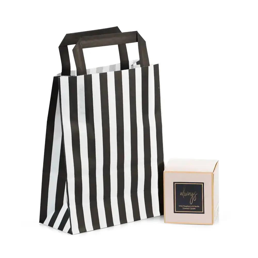 Black Candy Stripe Paper Carrier Bags