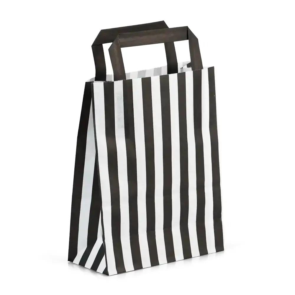 Black Candy Stripe Paper Carrier Bags