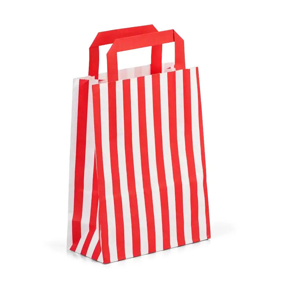 Red Candy Stripe Paper Carrier Bags