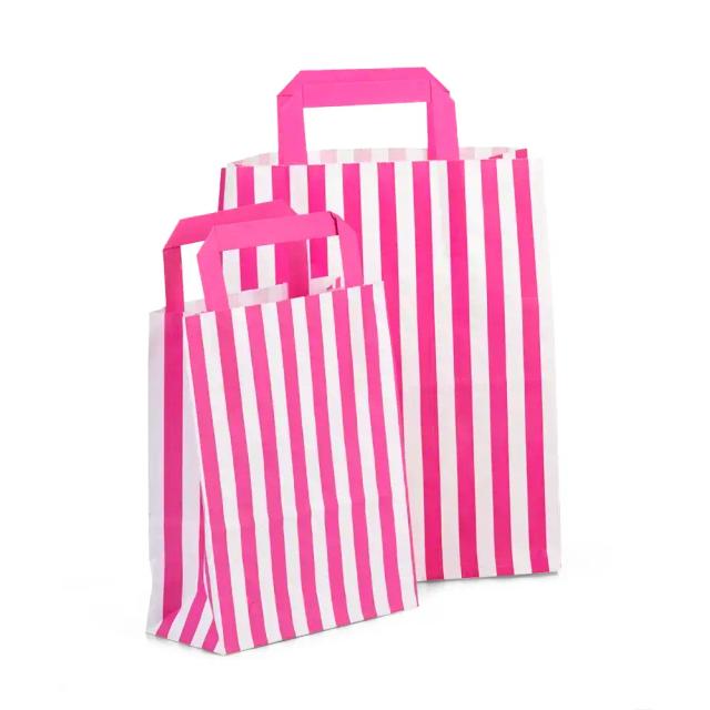 Shocking Pink Candy Stripe Paper Carrier Bags