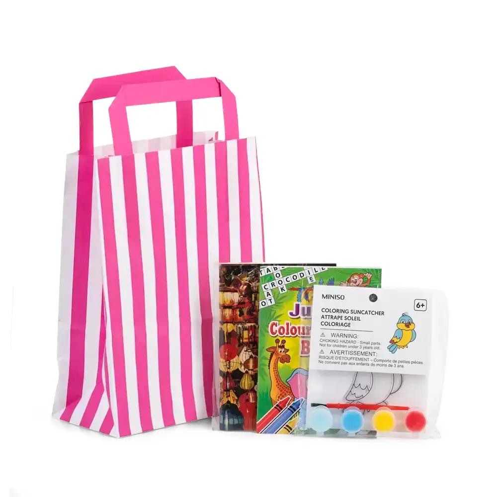 Shocking Pink Candy Stripe Paper Carrier Bags