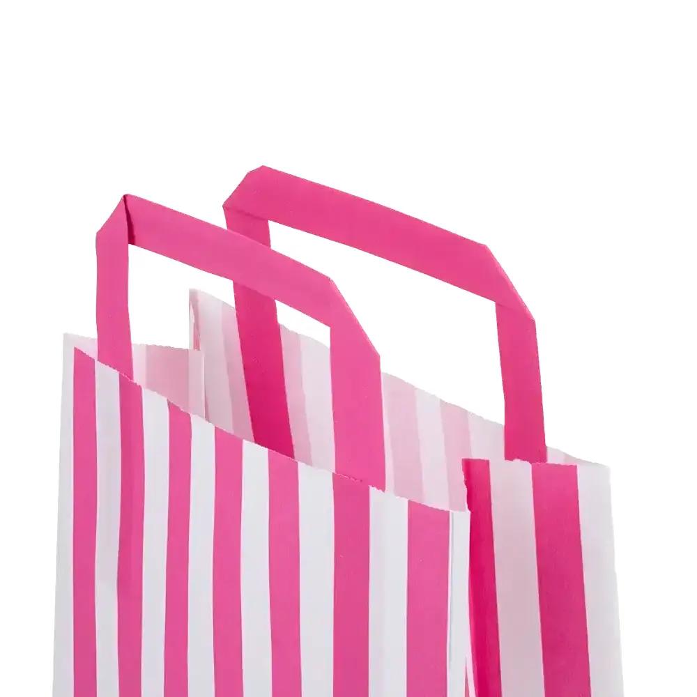 Shocking Pink Candy Stripe Paper Carrier Bags