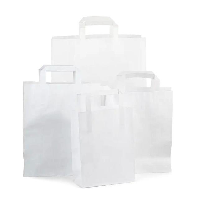 Premium White Paper Carrier Bags with Internal Flat Handles