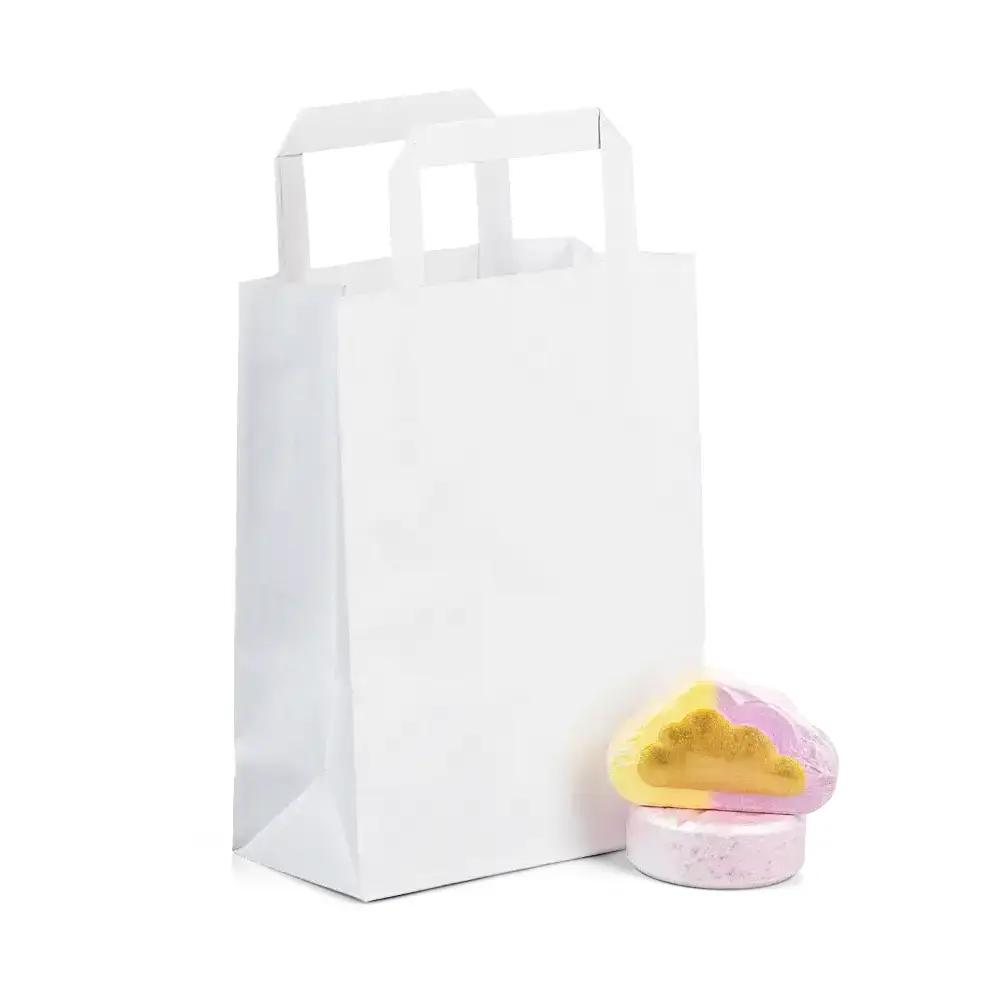 Premium White Paper Carrier Bags with Internal Flat Handles