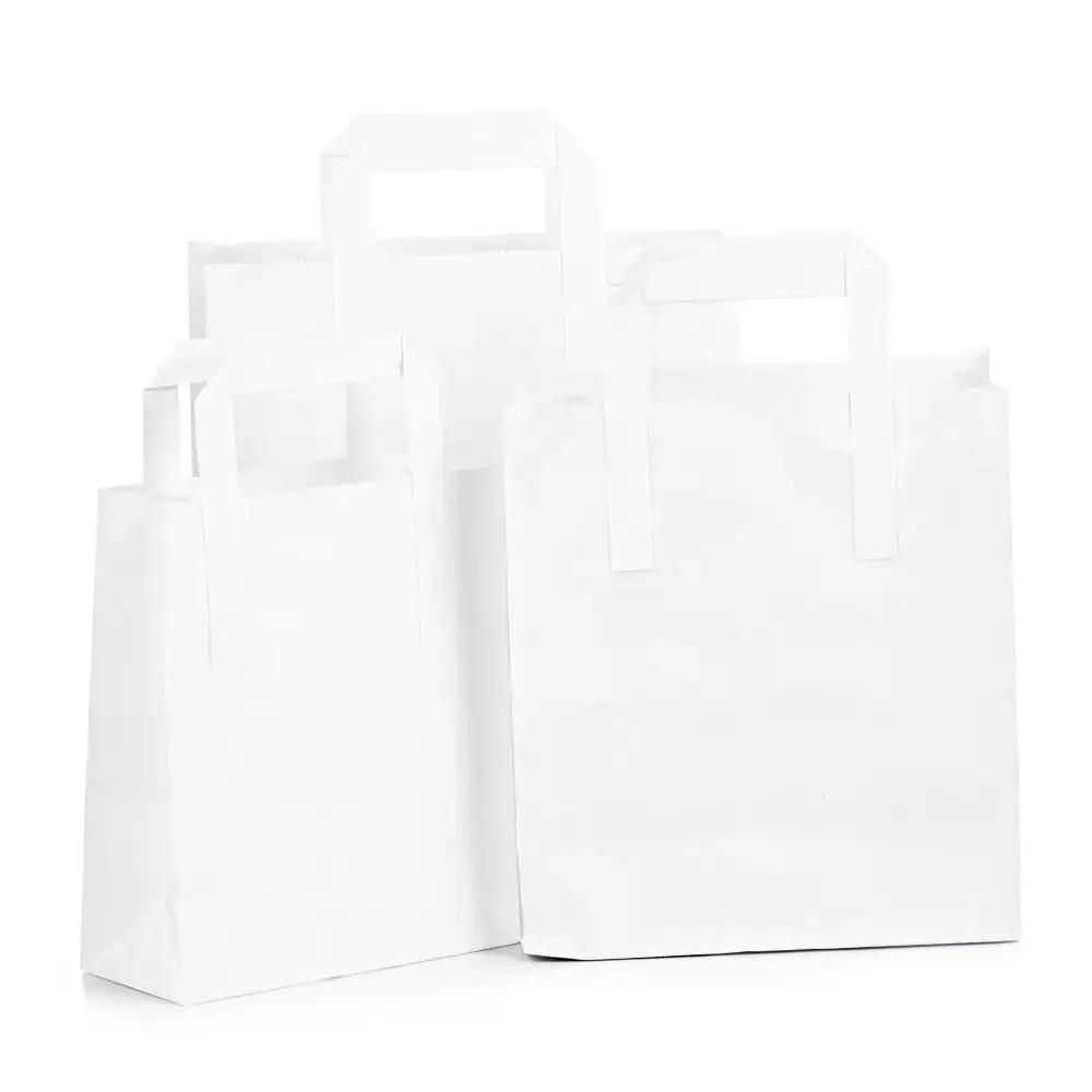 White Paper Carrier Bags with Flat Handles