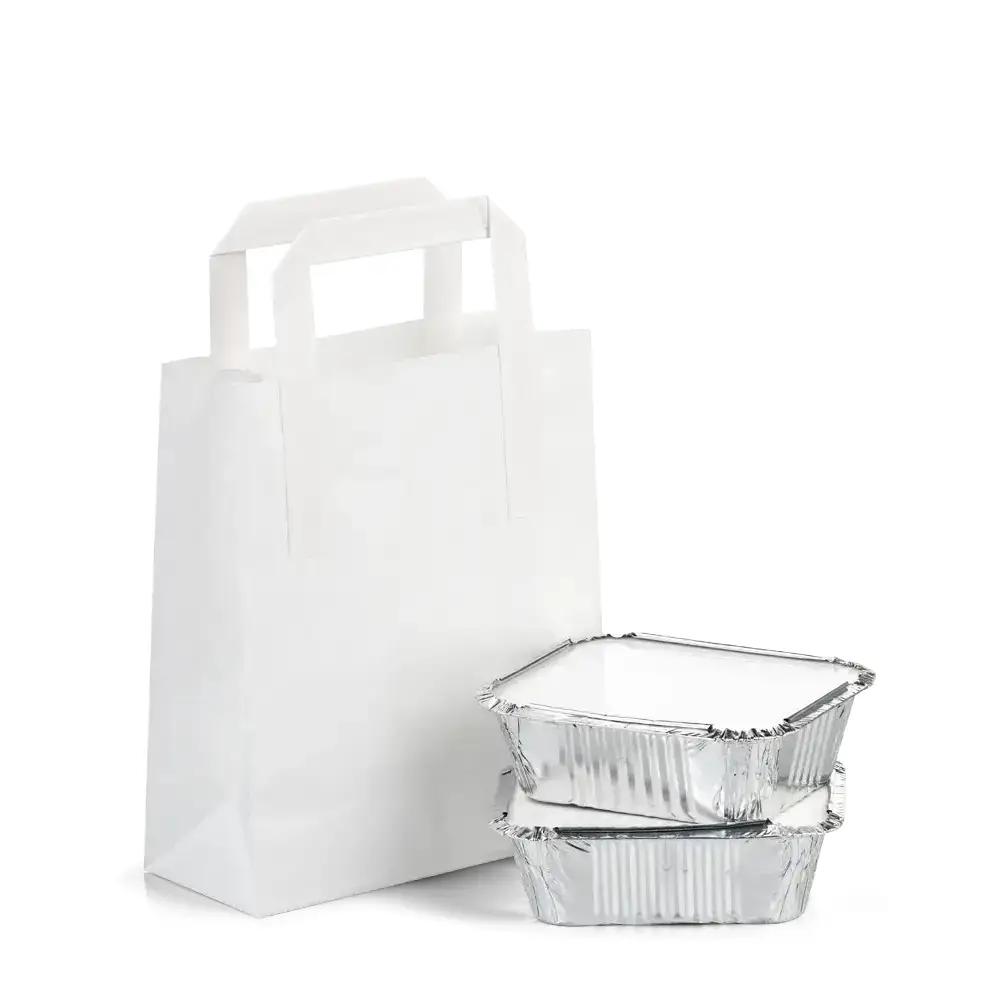 White Paper Carrier Bags with Flat Handles