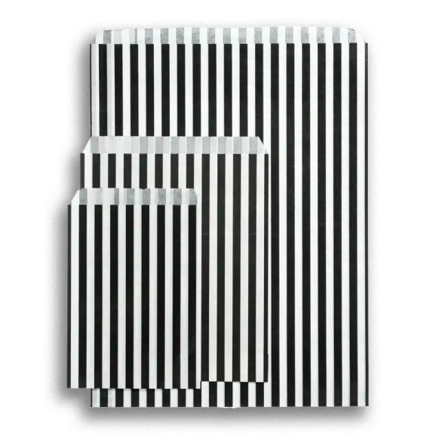 Black Candy Stripe Paper Bags