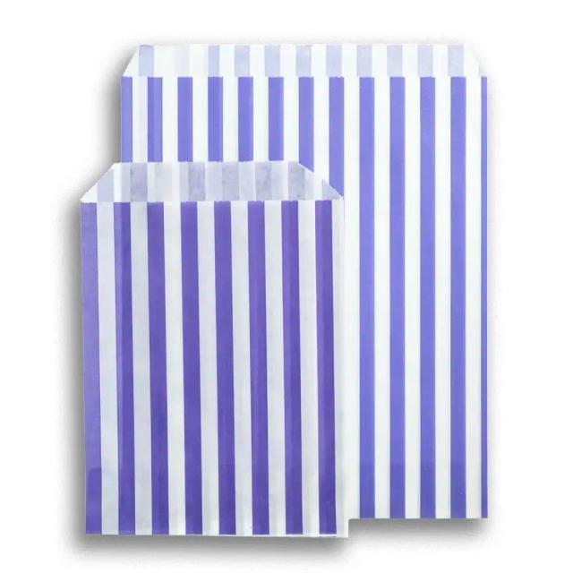 Purple Candy Stripe Paper Bags