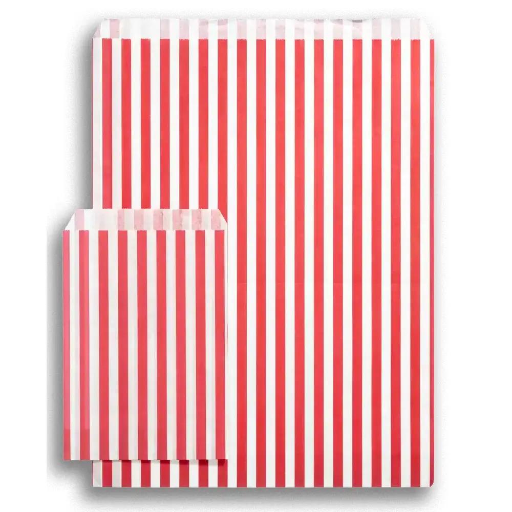 Red Candy Stripe Paper Bags - 10" x 14"