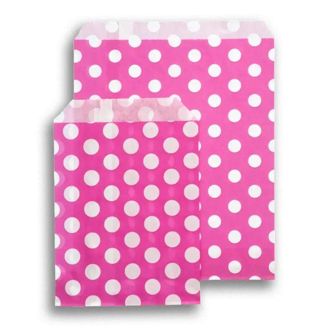 Shocking Pink Polka Dot Paper Bags