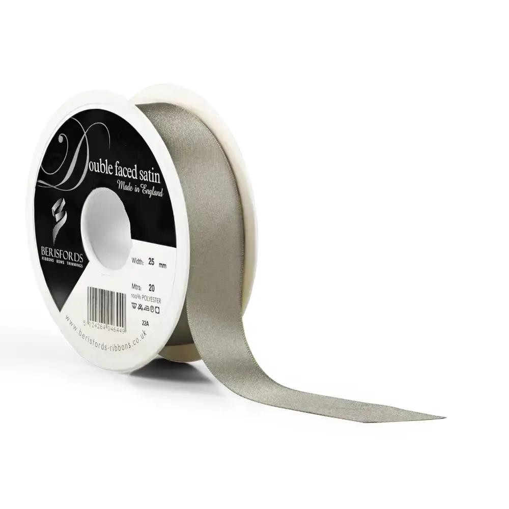 Silver Grey Double Satin Ribbon - 20m reel