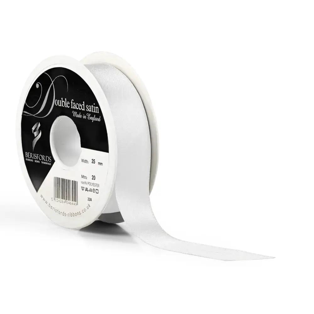 White Double Satin Ribbon - 20m reel