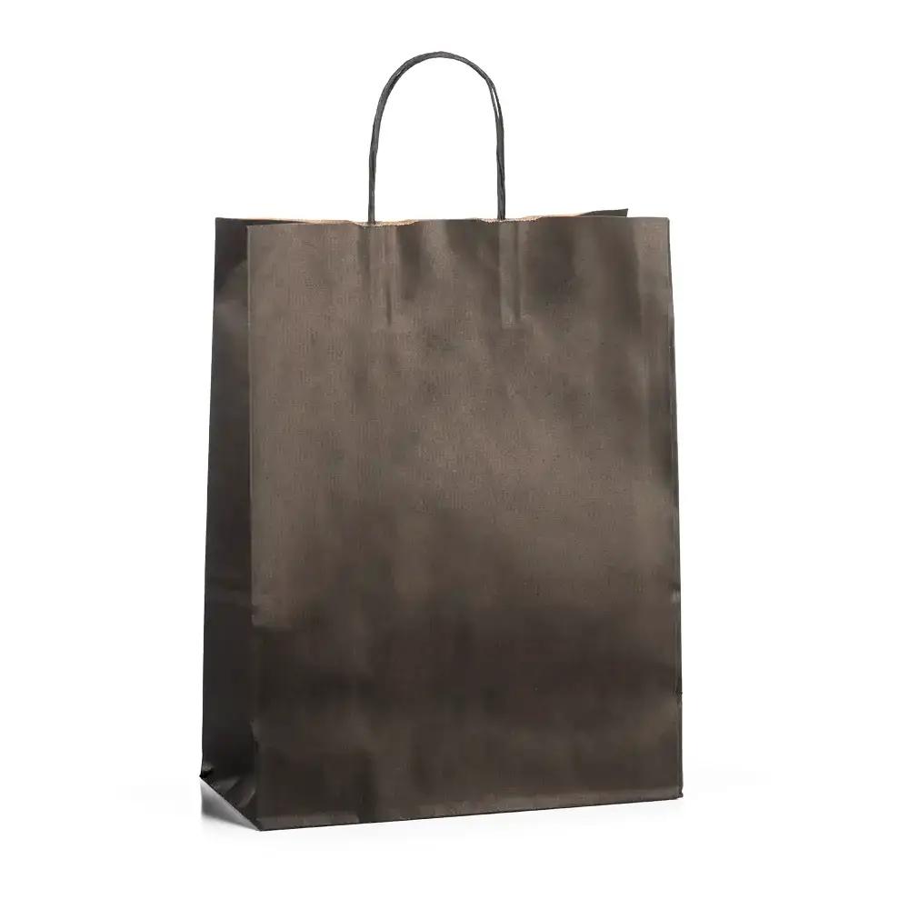 Black Paper Carrier Bags with Twisted Handles 26cm x 34cm + 12cm
