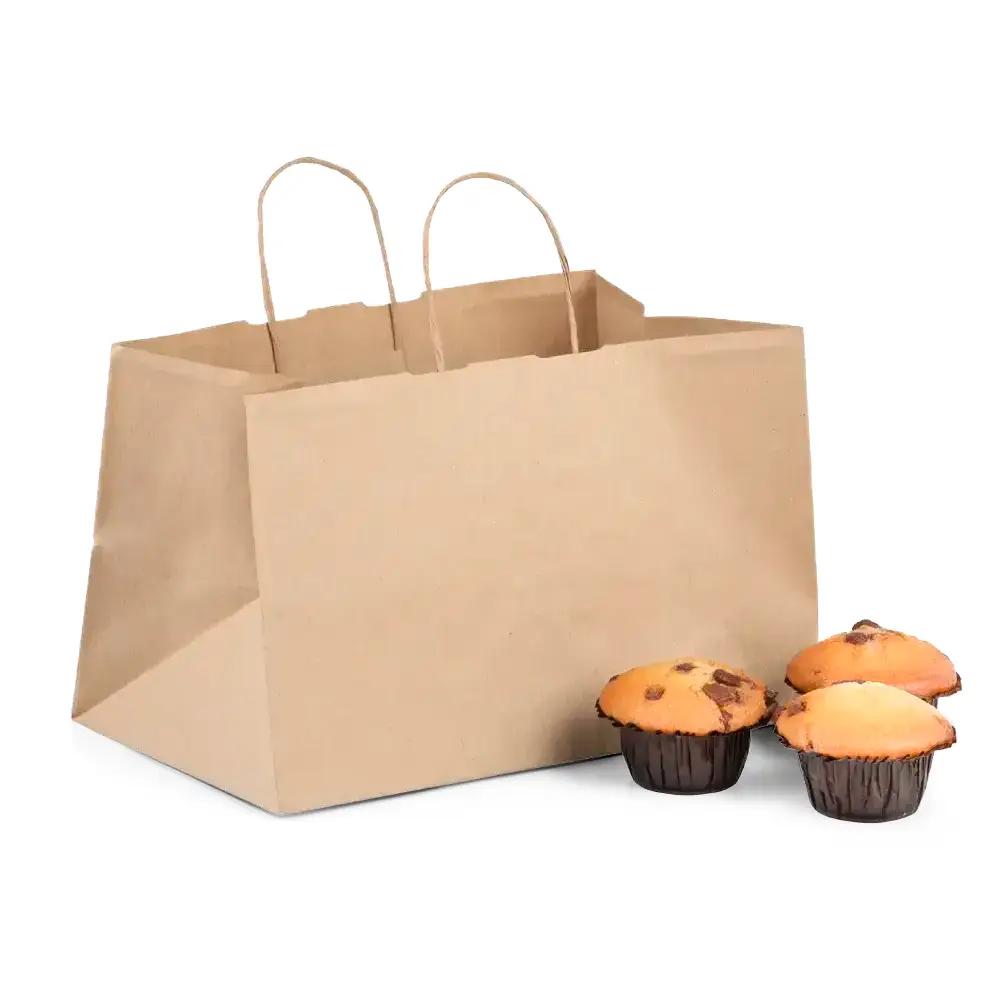 Brown Wide Base Paper Carrier Bags With Twisted Handles