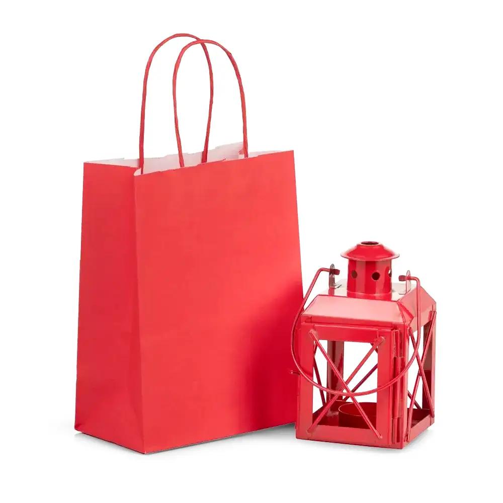 Cherry Red Premium Italian Paper Carrier Bags with Twisted Handles