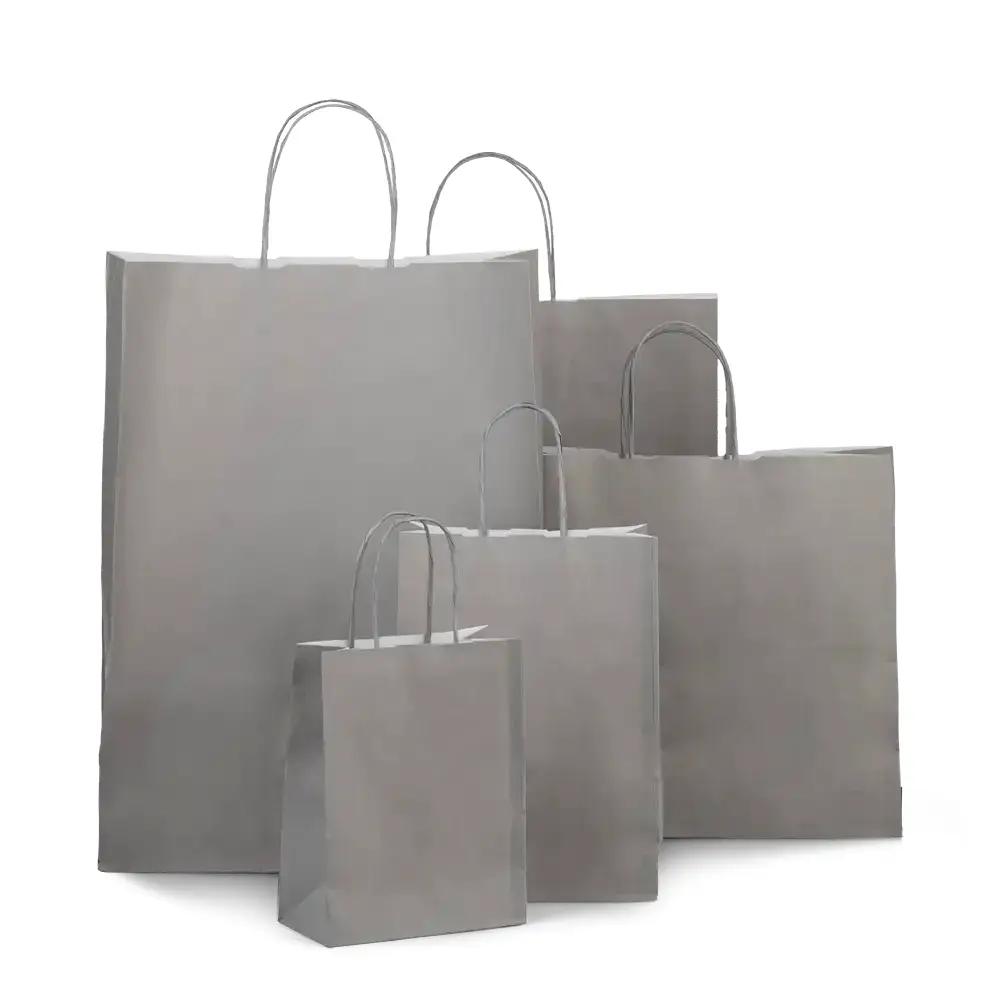 Grey  Premium Italian Paper Carrier Bags with Twisted Handles