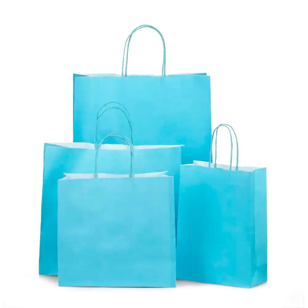 Light Blue Premium Italian  Paper Carrier Bags with Twisted Handles