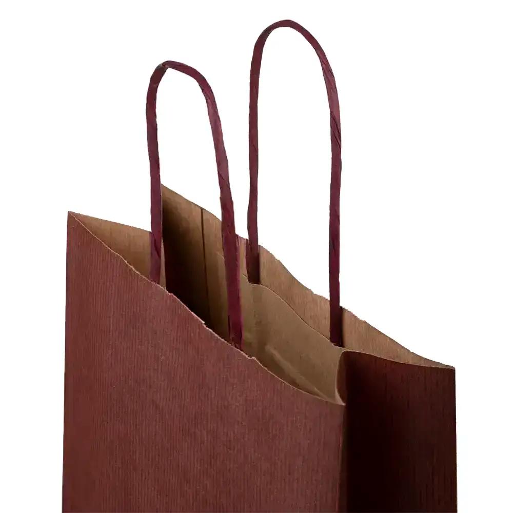 Italian Bordeaux Paper One Bottle Bag with Twisted Handles