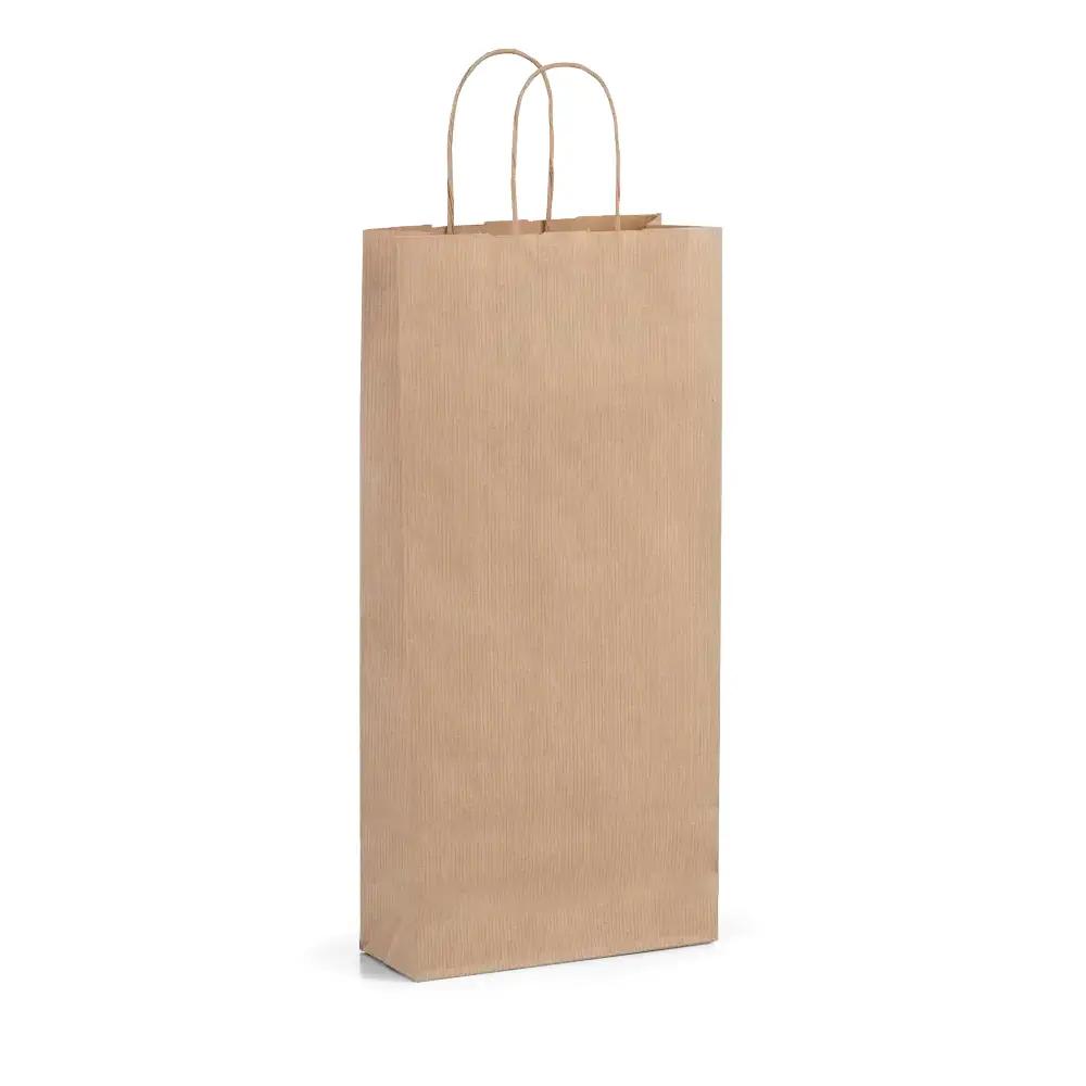 Italian Brown Kraft One Bottle Paper Bags with Twisted Handles