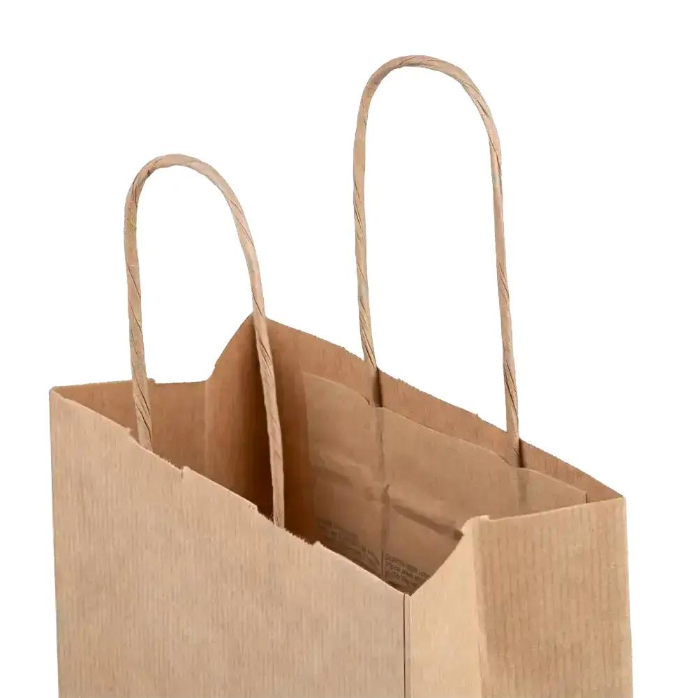 Italian Brown Kraft One Bottle Paper Bags with Twisted Handles