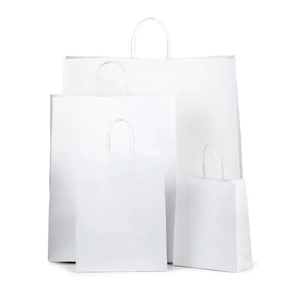 Value White (Unribbed) Paper Carrier Bags with Twisted Handles