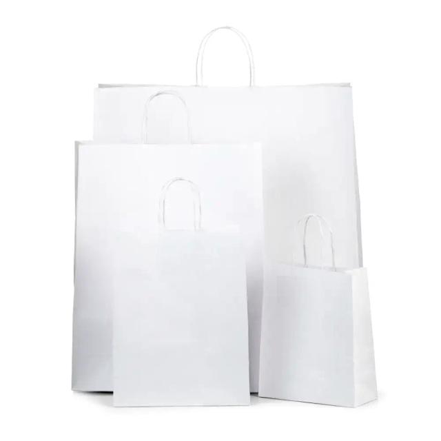 Value White (Unribbed) Paper Carrier Bags with Twisted Handles