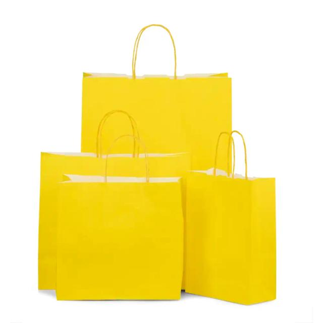 Yellow Premium Italian Paper Carrier Bags with Twisted Handles