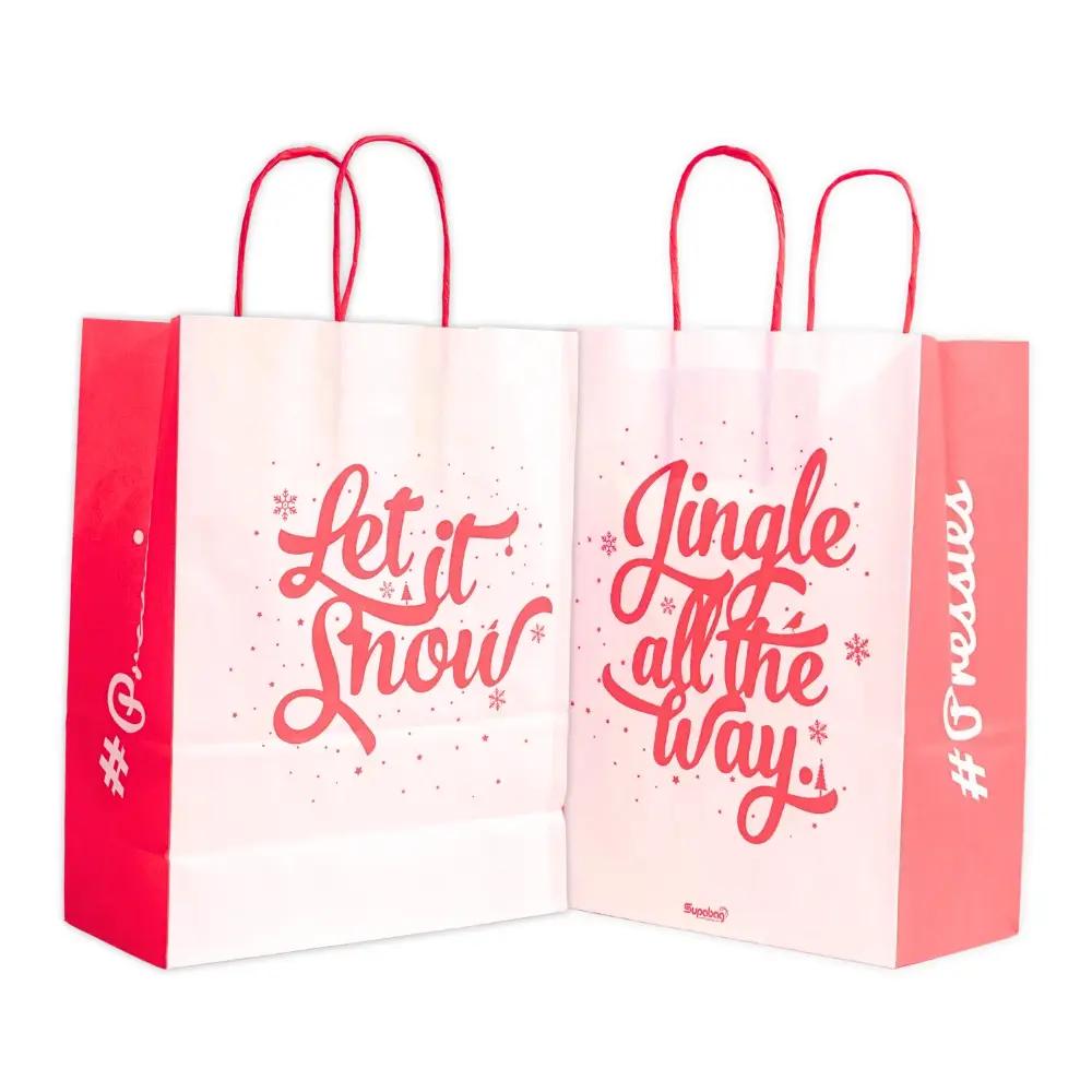 Jingle and Snow Design Paper Carrier Bags