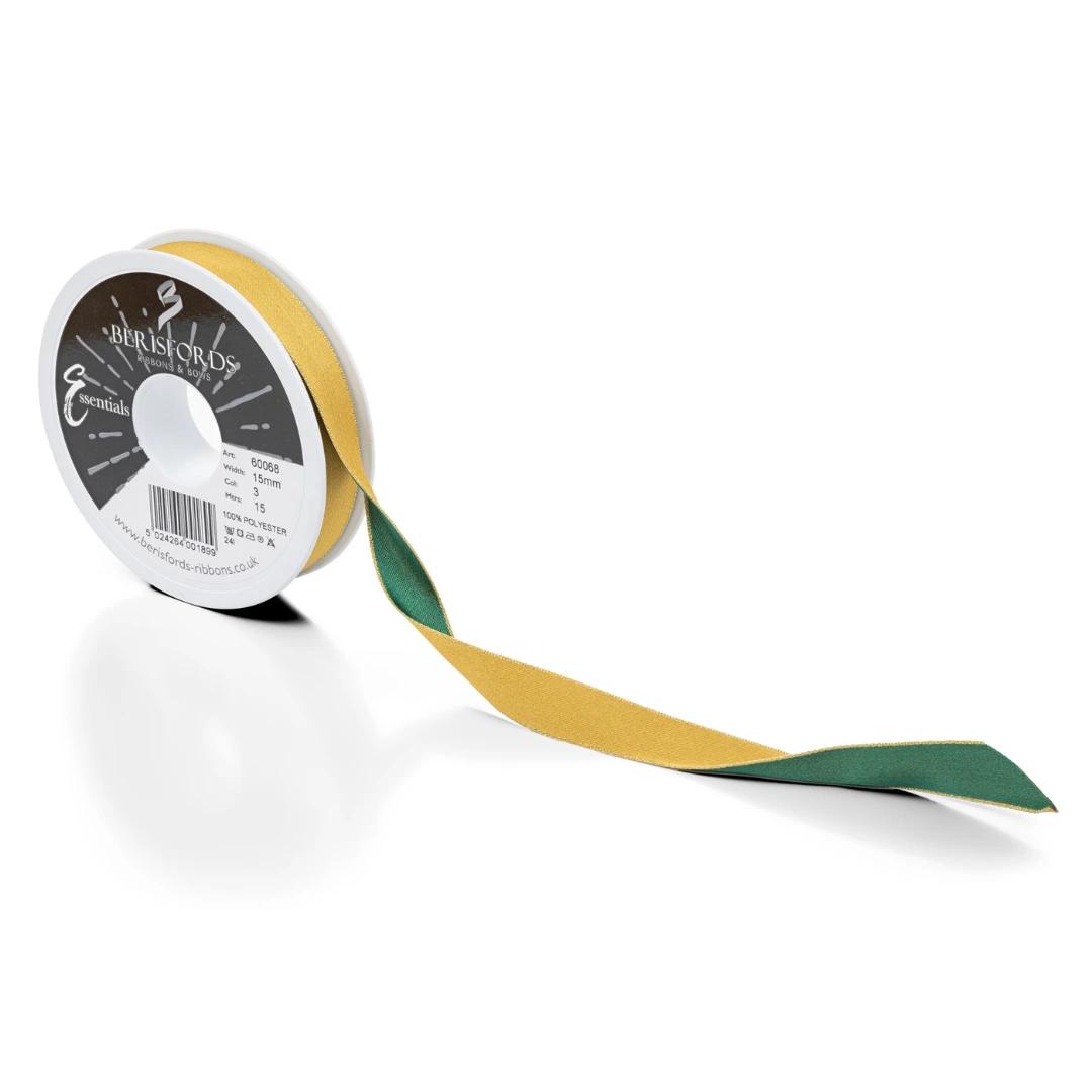 Green and Gold Double Sided Ribbon