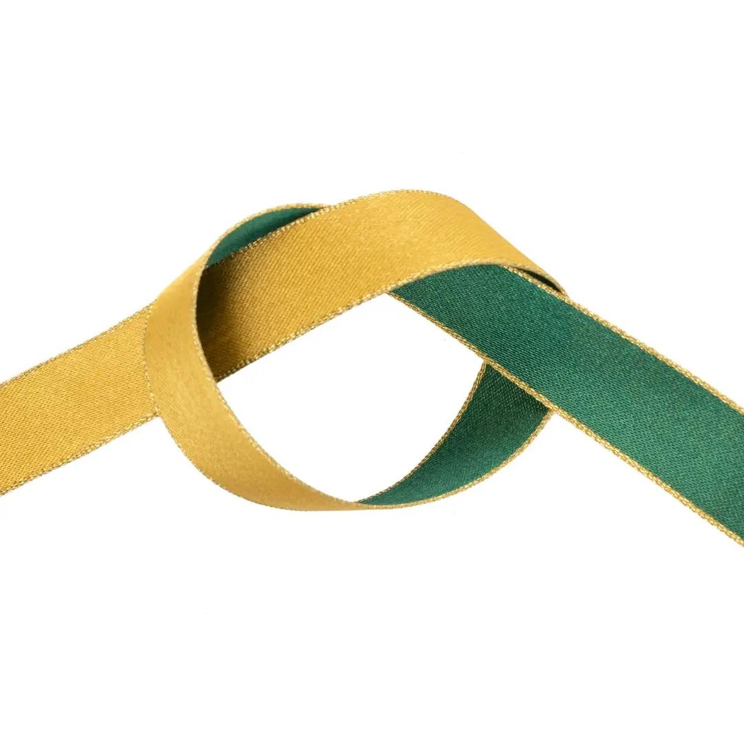 Green and Gold Double Sided Ribbon