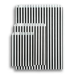 Black Candy Stripe Paper Bags - 7" x 9"