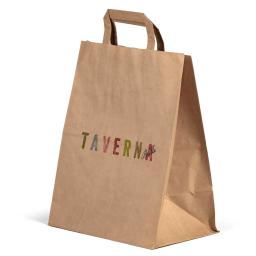 Brown Branded Flat Handles Carrier Bags