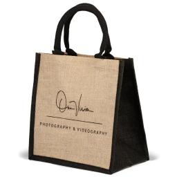 Branded Jute Bags with Black Trim