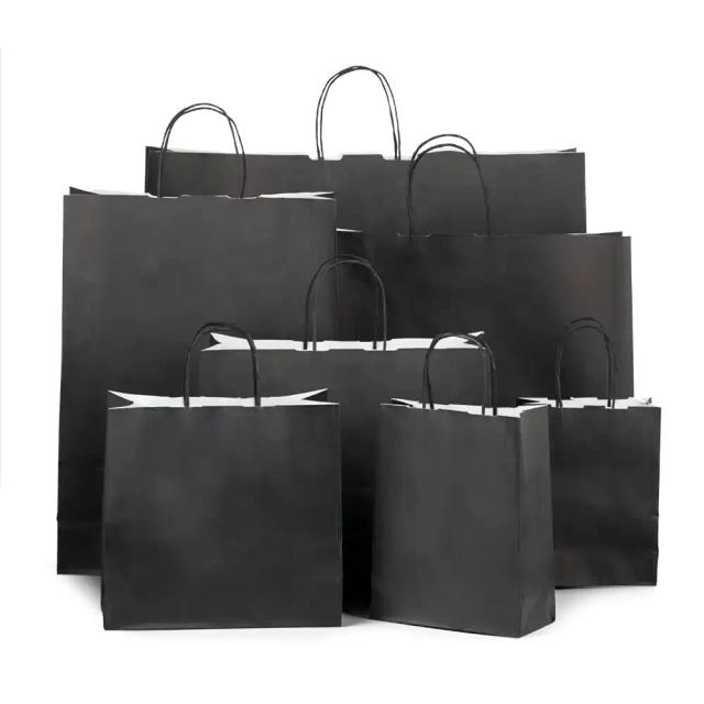 Black Printed Paper Carrier Bags with Twisted Handles