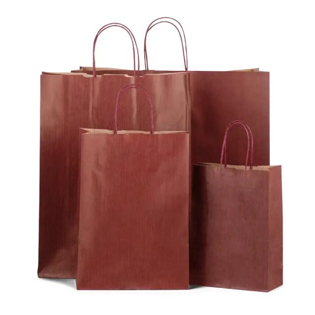 Burnt Red Branded Paper Bags with Twisted Handles
