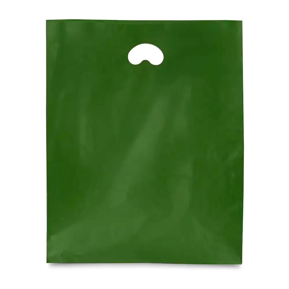 Dark Green Printed Plastic Carrier Bags