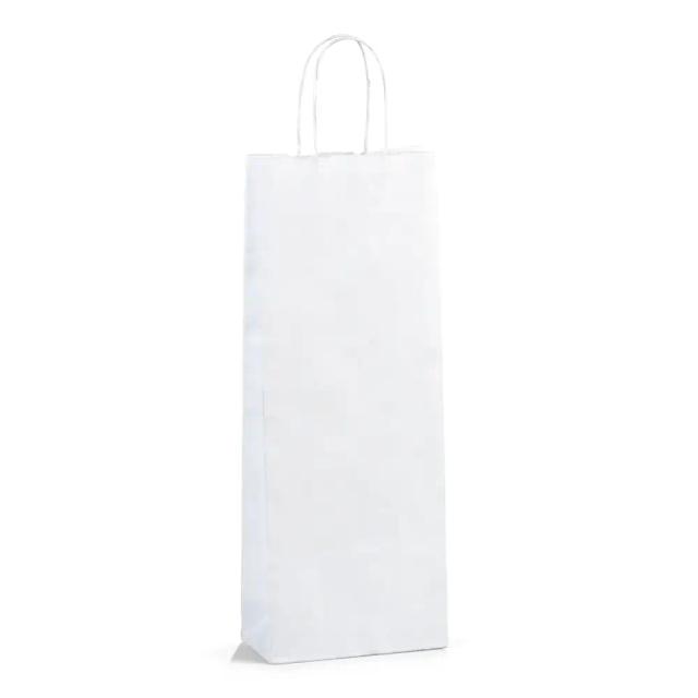 White Branded Twisted Handle One Bottle Bags