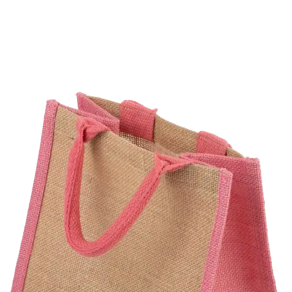 Natural Jute Bags with Pink Trim Eco Carrier Bag Carrier Bag Shop